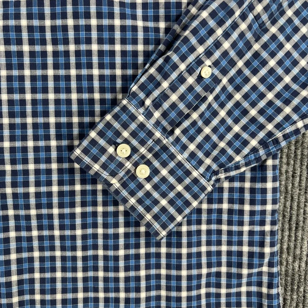 Banana Republic Shirt Mens Large Blue Plaid Long Sleeve Button Up Casual Work